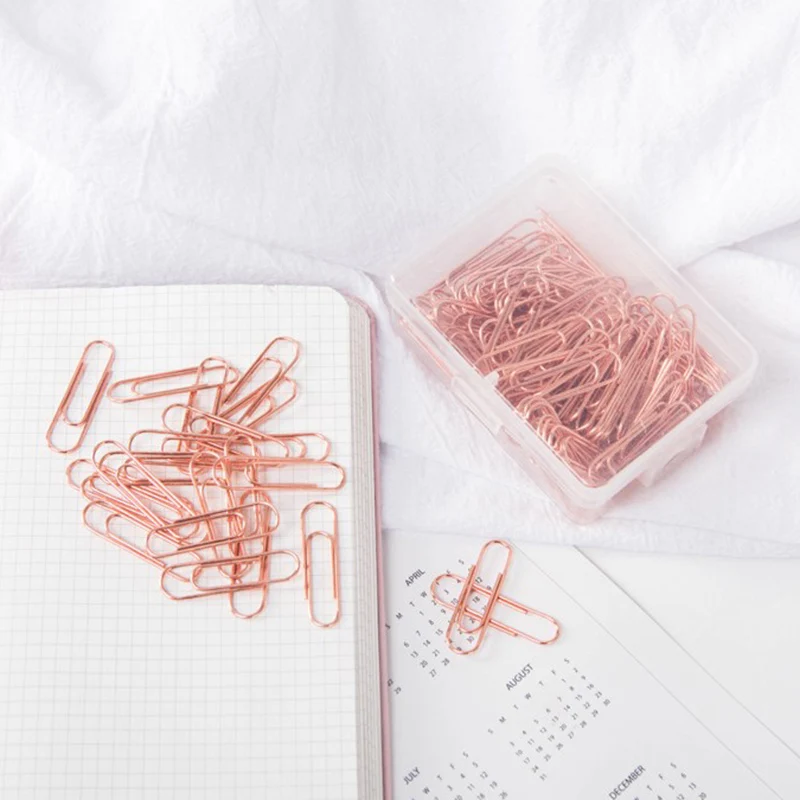 50/120pcs Mini Rose Gold Silver Note Paper Clips Decorative Gold Binder Shape Decor Stationery Supplies For Office Clips