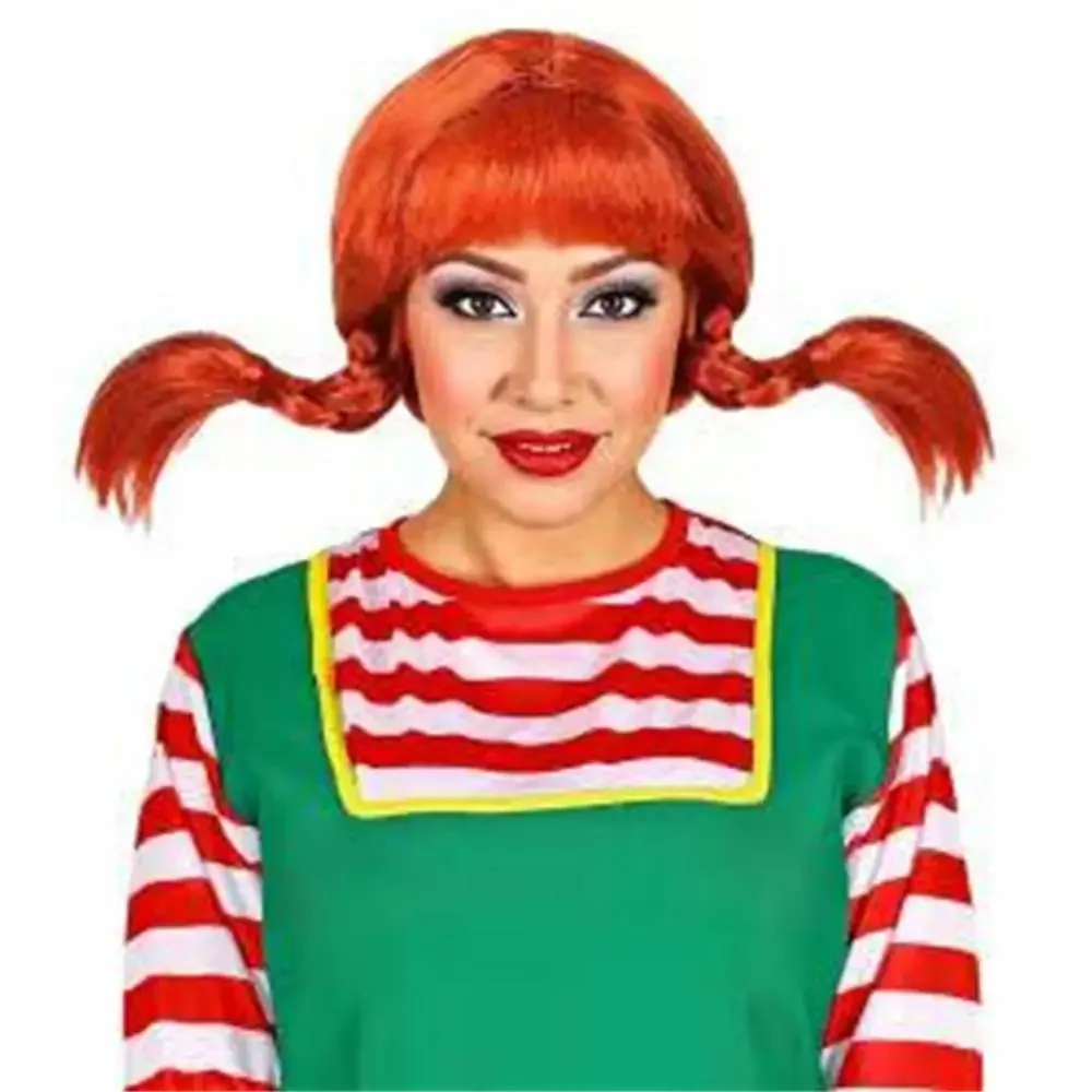 2026 Orange neat bangs anti-warped braid synthetic wig | wig suitable for anime elf role-playing
