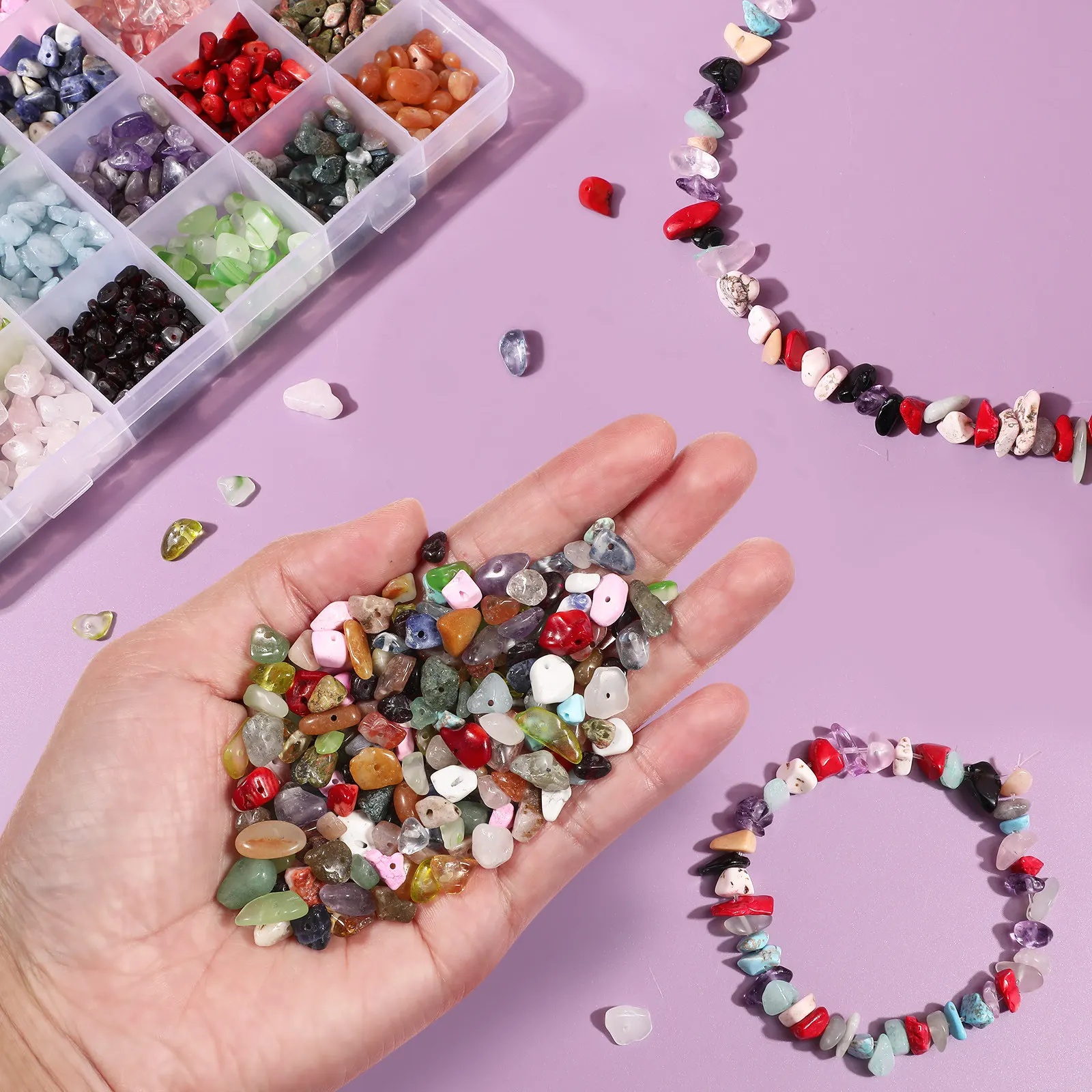 1 Box Natural Irregular Stone Chips Beads DIY Loose Jewelry Spacer Beads Handmade Bracelet DIY Loose Bead Irregular Bead