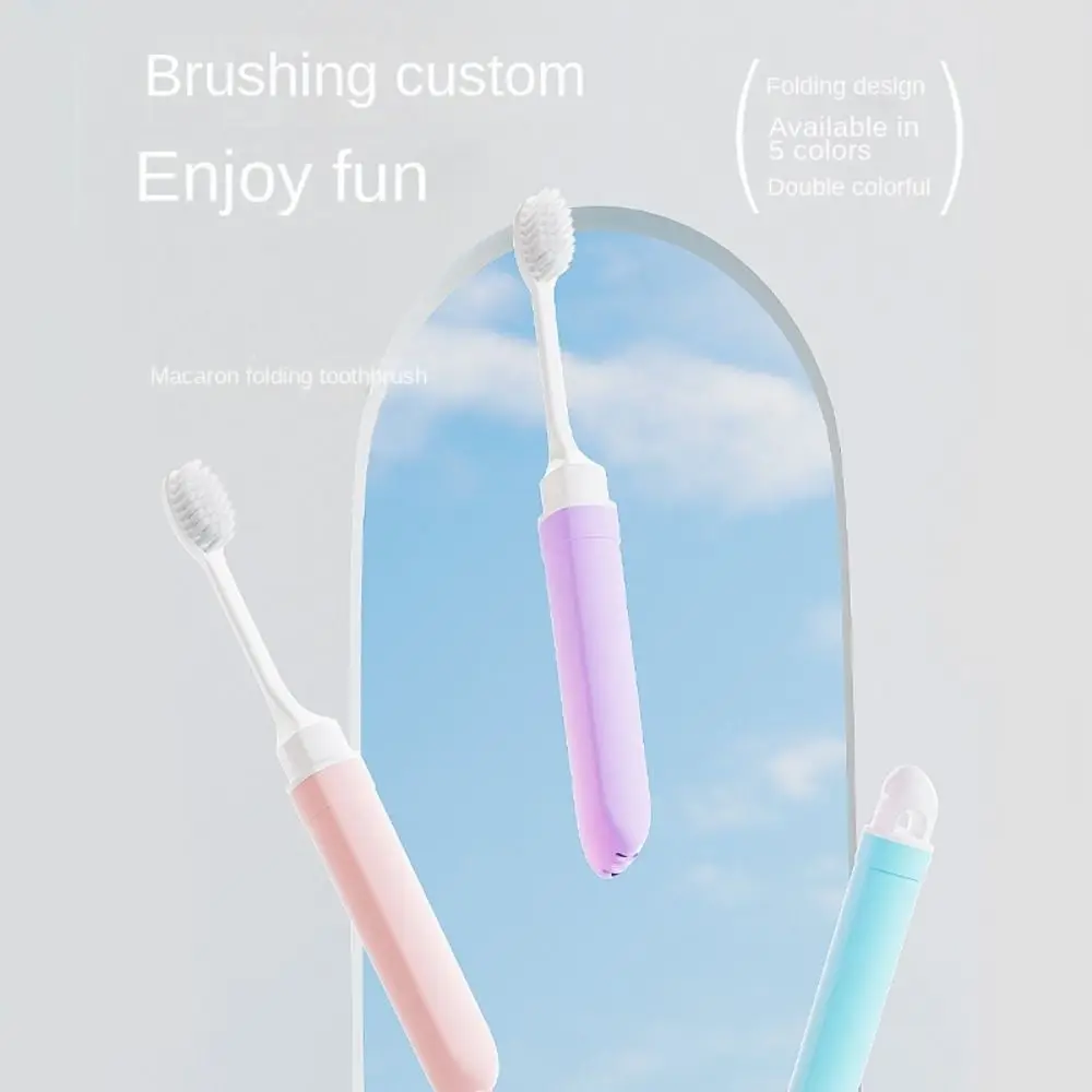 Brosse à dents pliante de qualité alimentaire, 5 pièces, accessoires doux, LED, prévention de la carie dentaire, couleur macaron, adaptée aux gencives, livres de dents