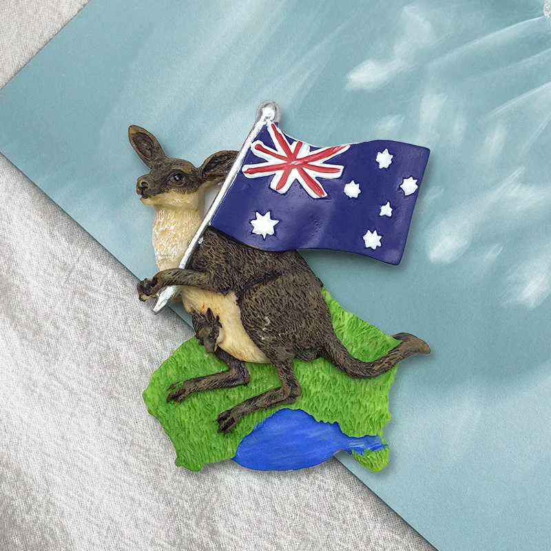 

Australian Cultural and Creative Painted Brown Flag Kangaroo Refrigerator Magnet3dTravel souvenirs and home decorations