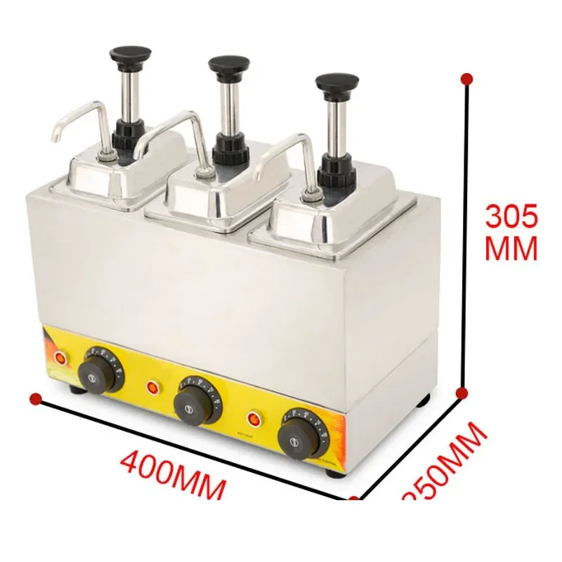 Sauce Warmer Chocolate Warming Machine Stainless Steel Electric Soy Jam Heater Filling Machine 3 Bottles 220V