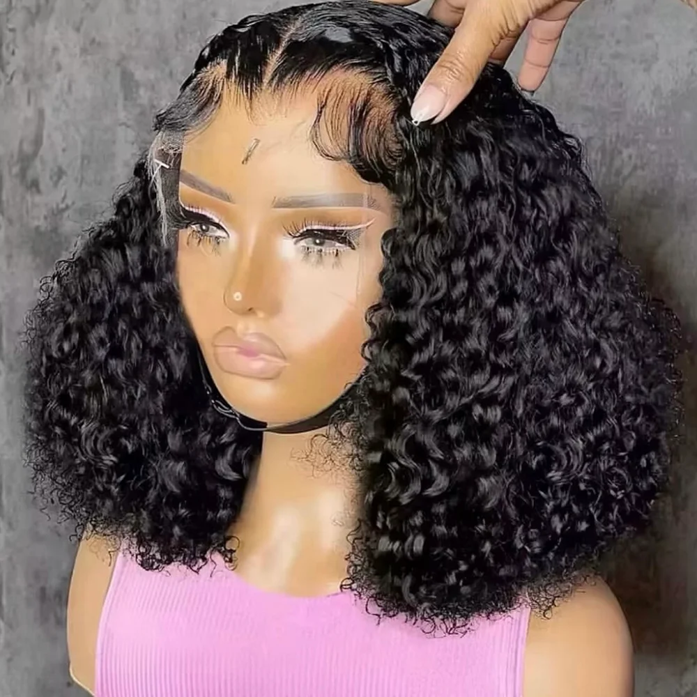 

Curly 13x4 4x4 Bob Lace Front Human Hair Wigs 250% Density Deep Wave Short Bob Wigs Brazilian Remy Human Hair Lace Wig For Women