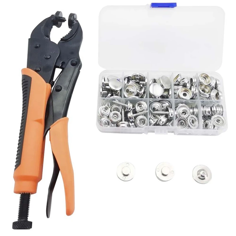 Snap Fastener Kit Adjustable Pliers For Snap Buttons,Snap Fastener Tool Kit With Snap Button Set For Boat Covers,Canvas