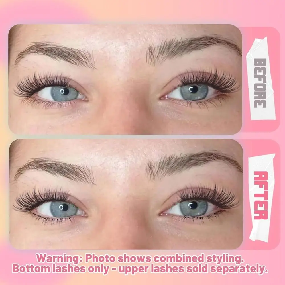 Women's Beauty Transparent Stem Lower Eyelashes Natural Quick to Wear Fake Eyelashes Wispy Cluster Lashes for Eyelash Extension