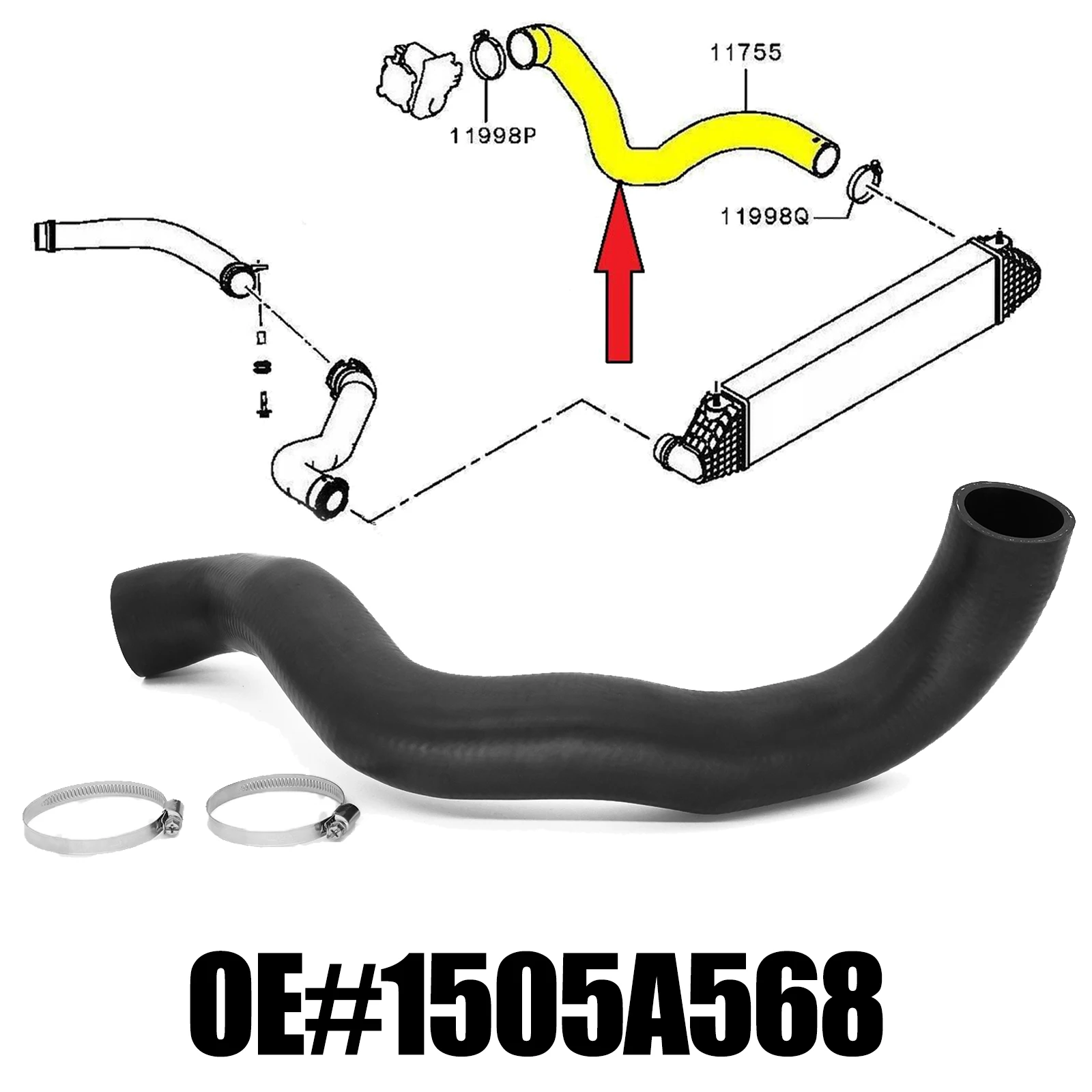 

Двигатель Turbo Intercooler, шланг для Mitsubishi Outlander GG_W GF_W ZJ ZL ZK 2,2 DI-D GF6W 2.2Di D 150Hp 1505A568 1505B318