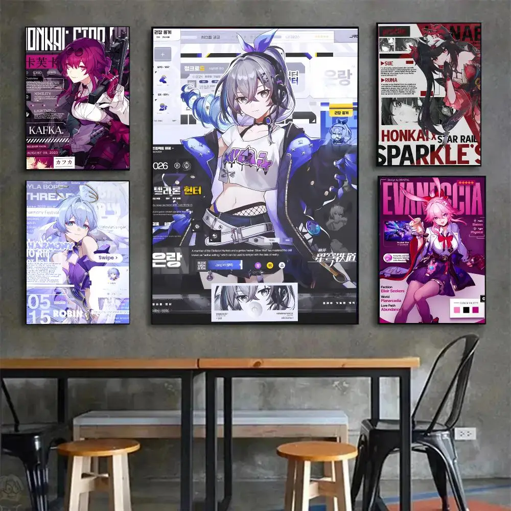 Magazine-style Space Opera Game H-Honkai Star Rail Poster Painting Wall Art Mural for Living Room Home Decor and Gifts