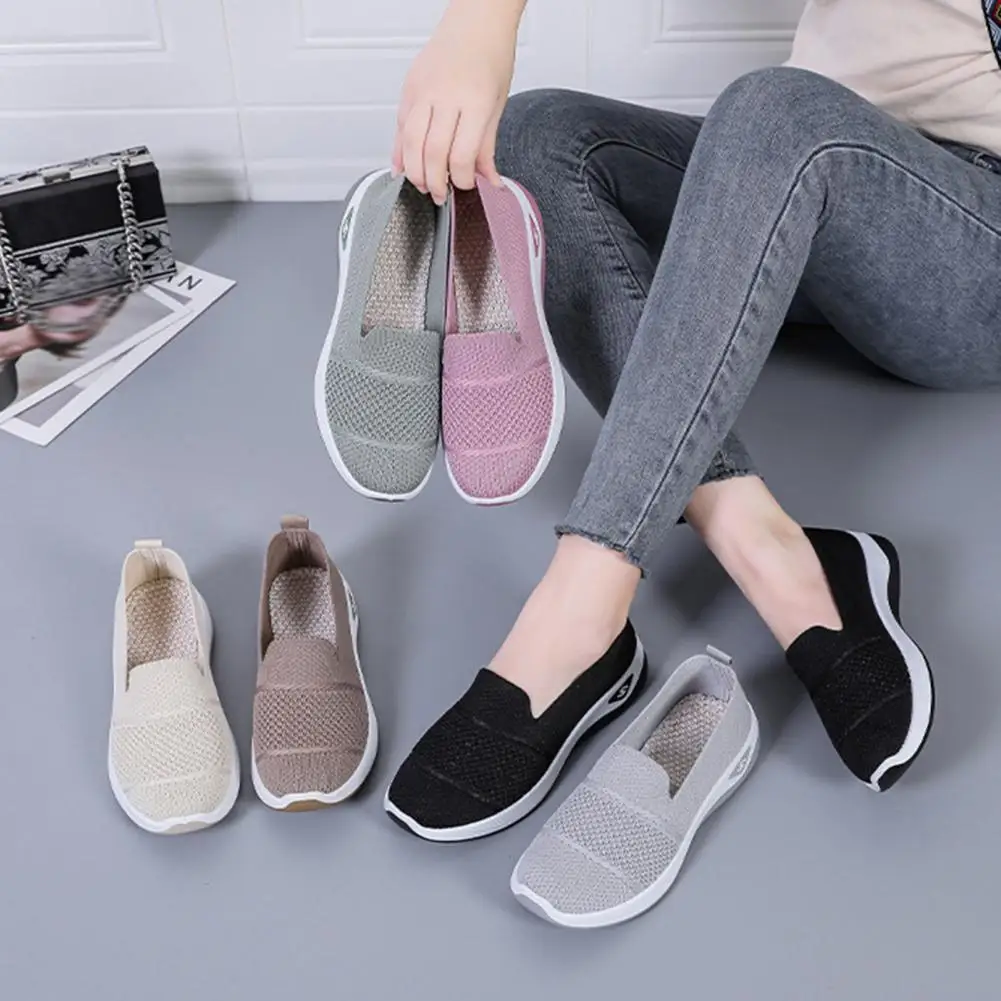 

Женская летняя обувь, кроссовки без шнуровки с дышащей сеткой, легкие офисные туфли для бега и бега по диабетике