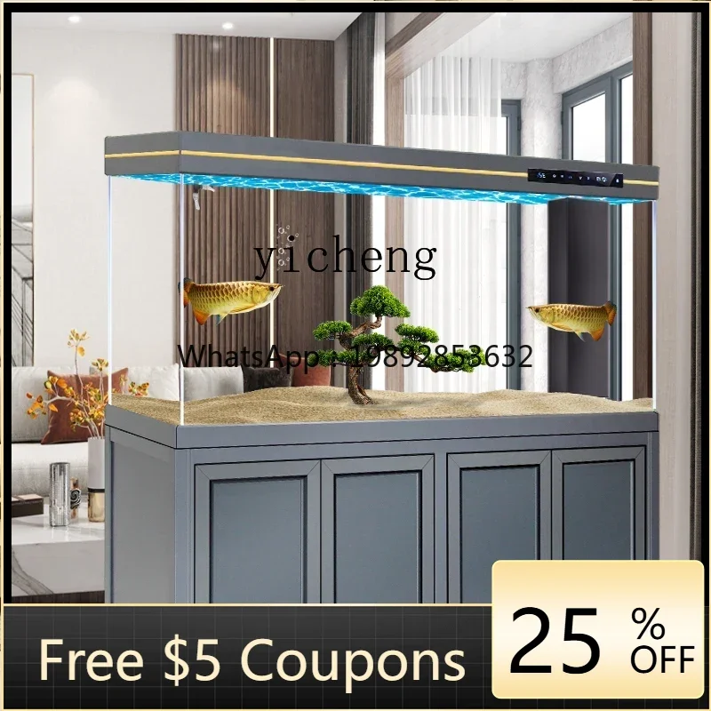 

AA New light luxury fish tank household living room medium floor ecological tank screen glass