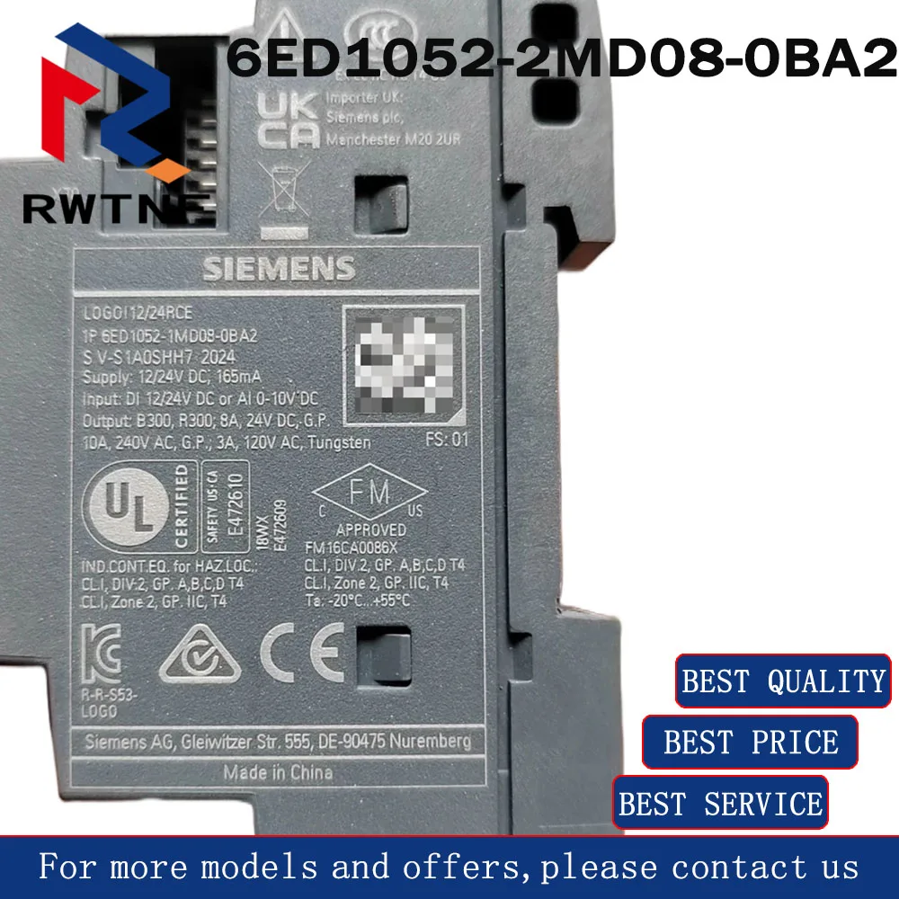 

Brand New Genuine 6ED1052-2MD08-0BA2 SIEMENS LOGO! 12/24RCE Logic Module,100% original warehouse stock