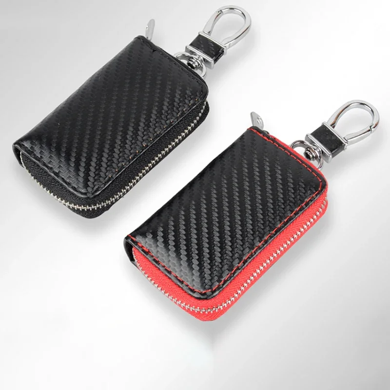 Carbon Fiber Car Key Case Car Key Cover Keyless Remote Entrance Smart Hanging Buckle Protection