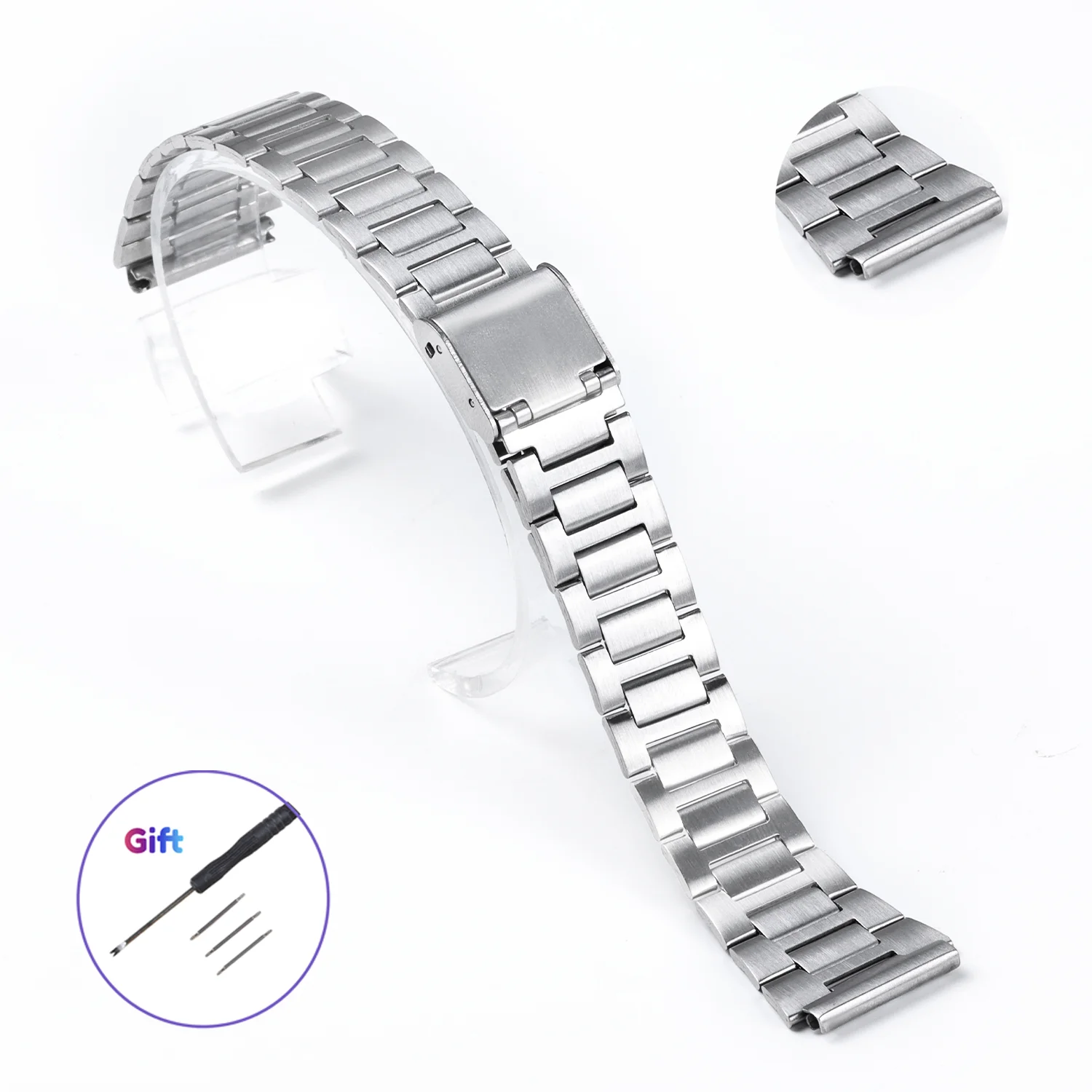 Metalen Horlogeband Voor Casio F-91W F105/108/A 158W/168 Ae1200/1300 Roestvrijstalen Band Verstelbare Gesp Metalen Armband 18Mm
