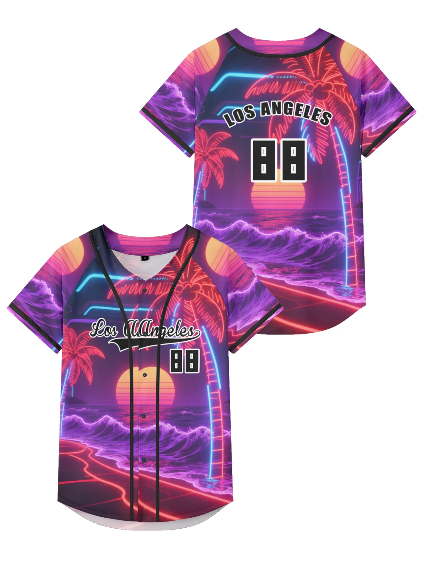 

Casual Men jersey Los Angeles Jacket Vaporwave Style Baseball jersey short sleeve button down shirt hip hop tops