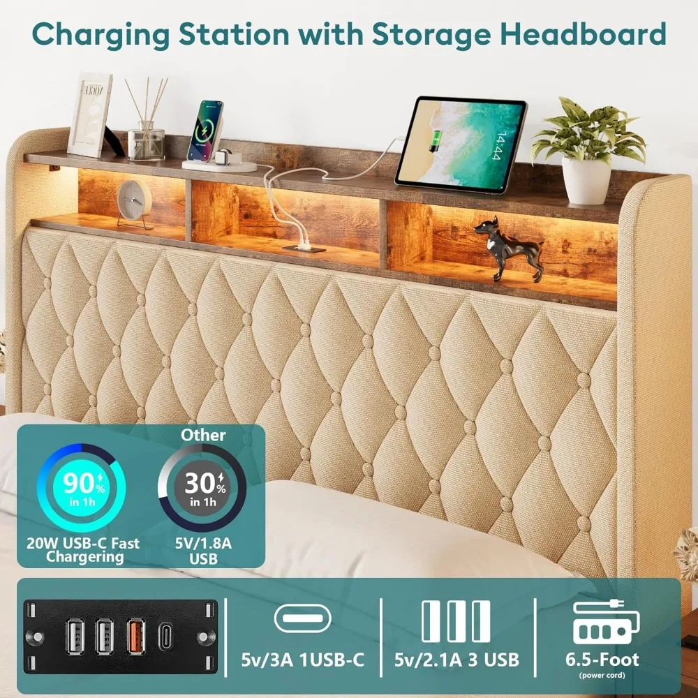 RedLemon 48Inch Gaming Desk, Electric Standing Desk with Height Adjustable, Power Outlets, LED Lights, Keyboard Tray, and Monito