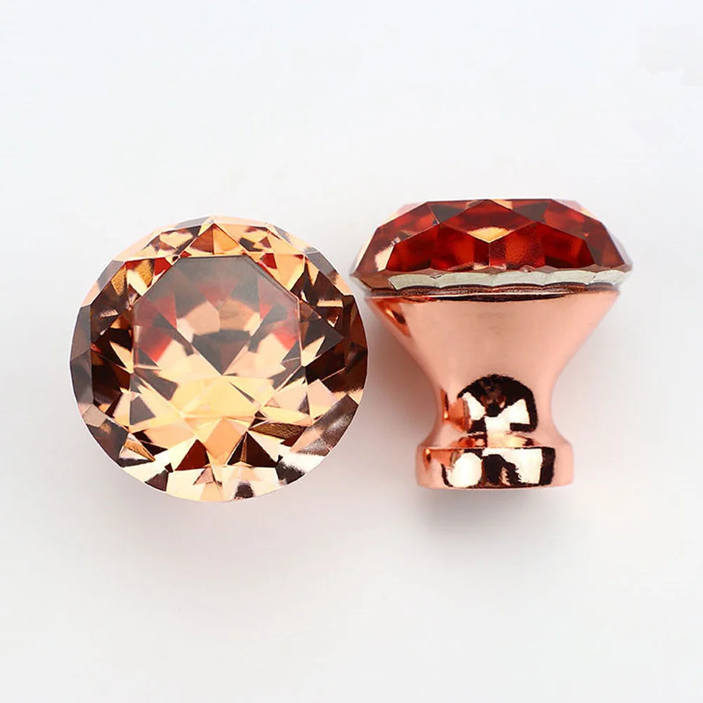 

6Pcs Crystal Furniture Handles Diamond Shape Rose Golden Glass Knobs Drawer Pull Cupboard Kitchen Cabinet Hardware