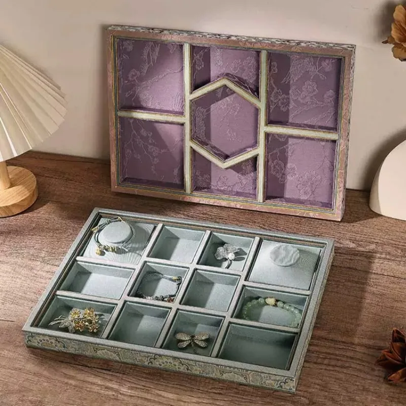 Fabric Jewelry Pallet Necklace Bracelet Earrings Storage Pallets Jeweler Counter Organizer Display Tray Exhibitor Showcase Trays