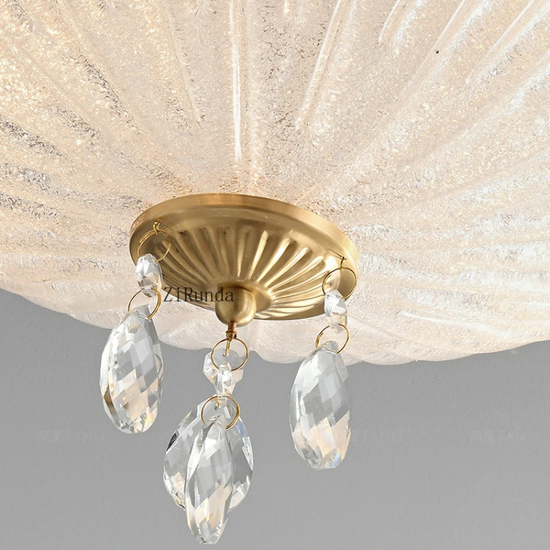 French medieval style bedroom glass crystal lamp advanced ceiling lamp