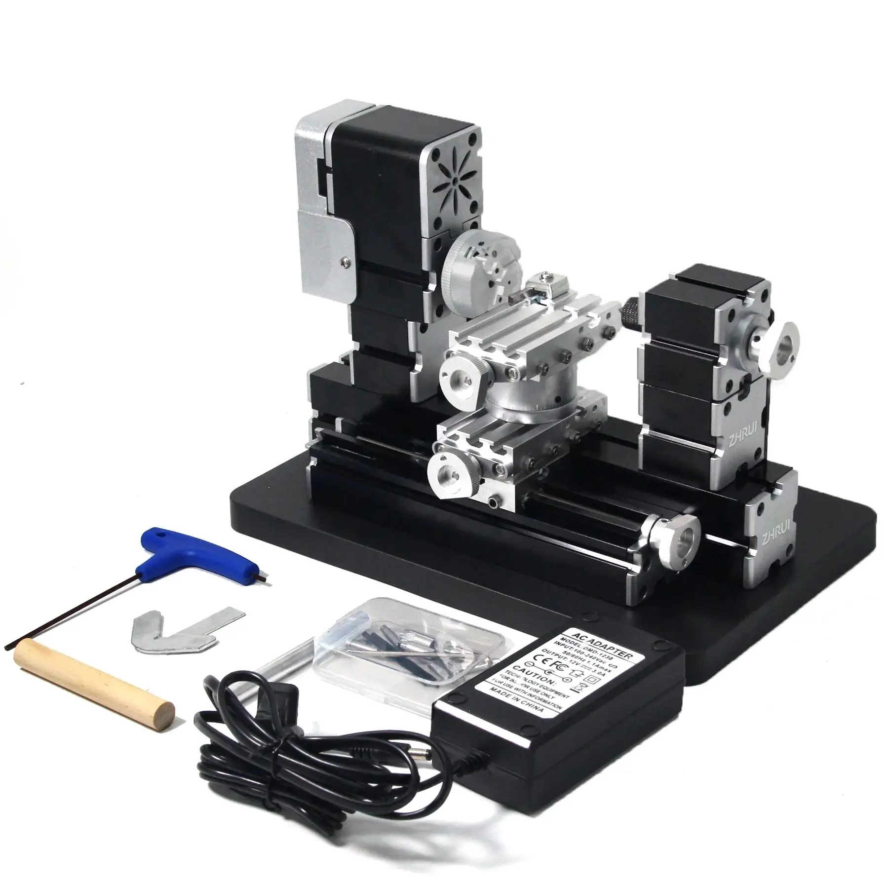 

High Power 60W Powerful Mini Metal DIY Rotating Lathe Machine Tools with Base 12000 rpm for Wood Soft Metals Plexiglass Plastic