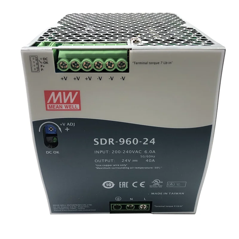 MEAN WELL SDR-960 Series 960W Single Output Industrial DIN RAIL Power Supply with PFC Function SDR-960-24 SDR-960-48