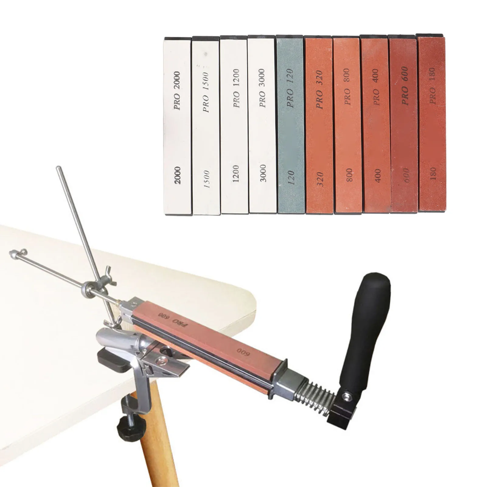 

Точилка с фиксированным углом, многофункциональная система заточки шеф-повара, быстрозажимная нескользящая 10-белая корундовая точилка для ресторана