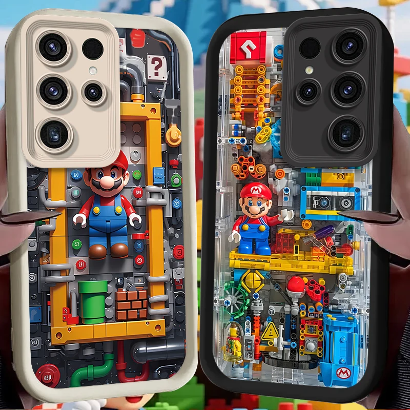 Toy Blocks M-Marios Phone Case for Samsung Galaxy S24 S25 S23 Ultra S22 S21 Plus FE A36 A56 A26 A16 A06 A15 A25 A35 A55 5G Cover
