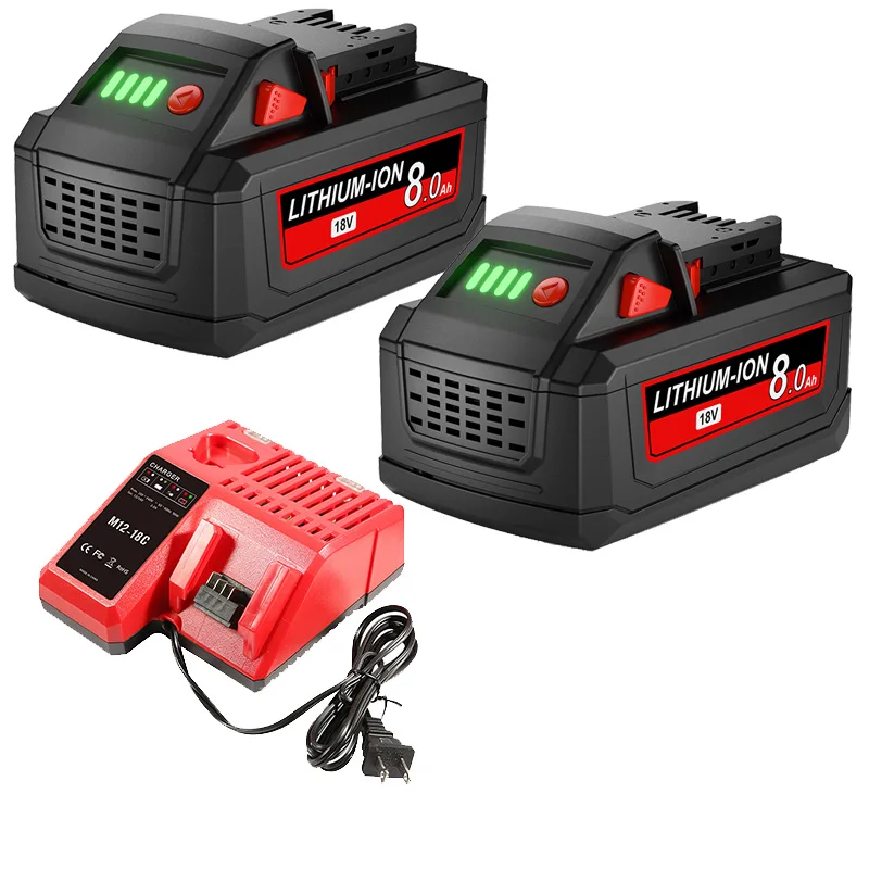 Voor Milwaukee M18 18V Batterij 8000mAh Li-Ion Batterij 48-11-1815 48-11-1850 Oplaadbare Power Tools Batterij met 6A lader