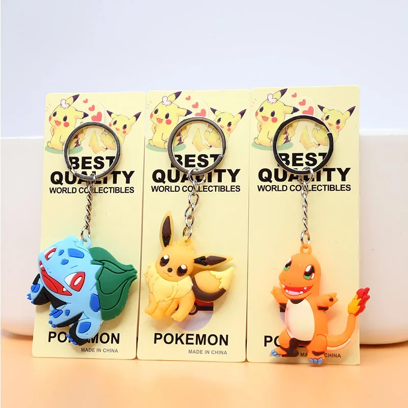 24 New Pokemon Keychain Action Figure Pikachu Key Chain Psyduck Bulbasaur Keyring Backpack Pendant Bag Key Ring Accessories Gift