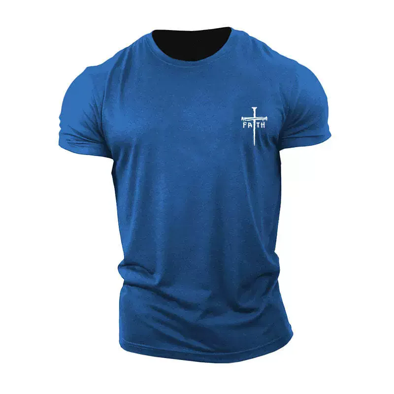 Men's Fashion Street Cross Pattern T-Shirts Summer Short Sleeve 3d Printed Fitness Sports Casual Tops 6XL Plus Size Simple Tee