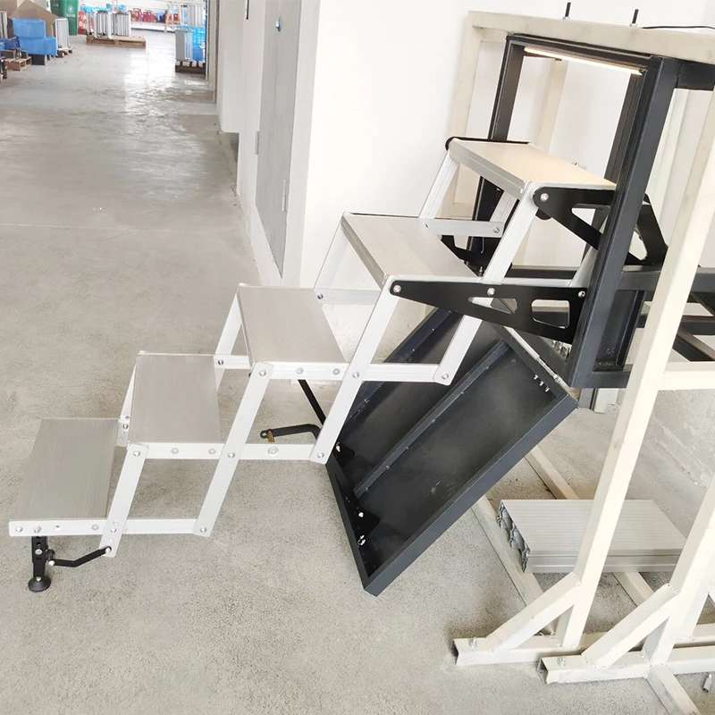 Caravan Accessories RV Steps 5 Steps Folding Manual/Electric Stairs With LED Light & Adjustable Double Support Feet view 2