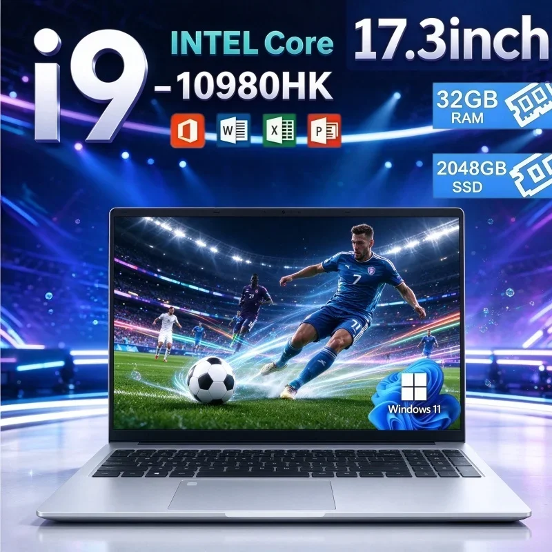 17.3 Inch HD Display Notebook Intel I9-10980HK 32GB RAM 2TB SSD Win11 BT5.2 WiFi6 Fingerprint Unlock Laptop For Daily Office Use