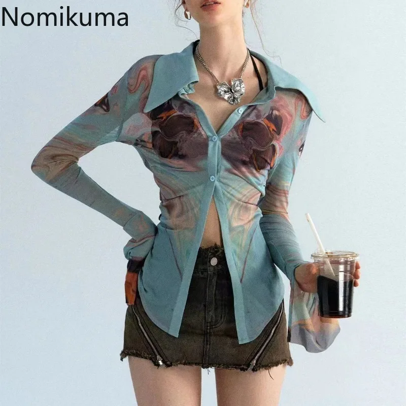 

Summer Blouse for Women Long Sleeve Tunic Floral Chic Shirts 2023 Blusas Mujer De Moda Patchwork Gauze Vintage Blouses Tops
