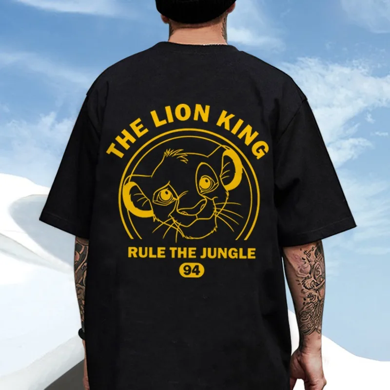 

Lion King Collaboration Short Sleeved Men's 2025 New T-shirt Large Size Loose Summer Pure Cotton Couple Half Sleeved Casual Top
