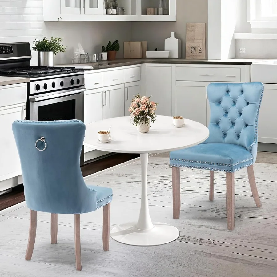 طاولة وكراسي المطبخ SoarFlash لطاولة طعام 2 24 مجموعة لـ 2 مع كراسي منجدة مخملية 3 قطع طاولة مطبخ مستديرة S #2