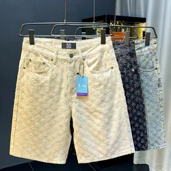 Pantalones cortos de mezclilla para hombre, Shorts de pierna recta, holgados, informales, a la moda, estilo fino de verano