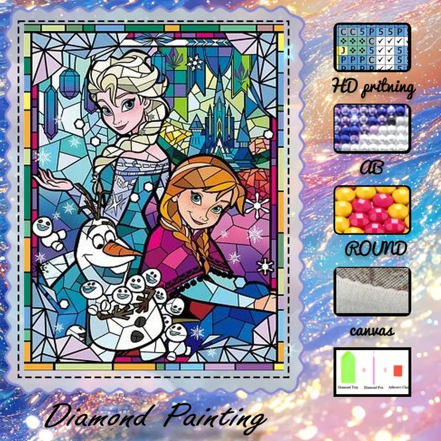 

1 piece - Potdemiel-5D-DIY - Flocking cloth - Special drill - Diamond painting set - Snowman, Princess - Diamond Art