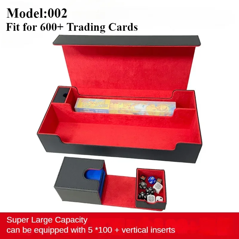 600 +/100 + couro do plutônio cartões de negociação caixa de armazenamento comandante cartão deck caso fecho magnético titular do cartão se encaixa para cartões de jogo mágicos