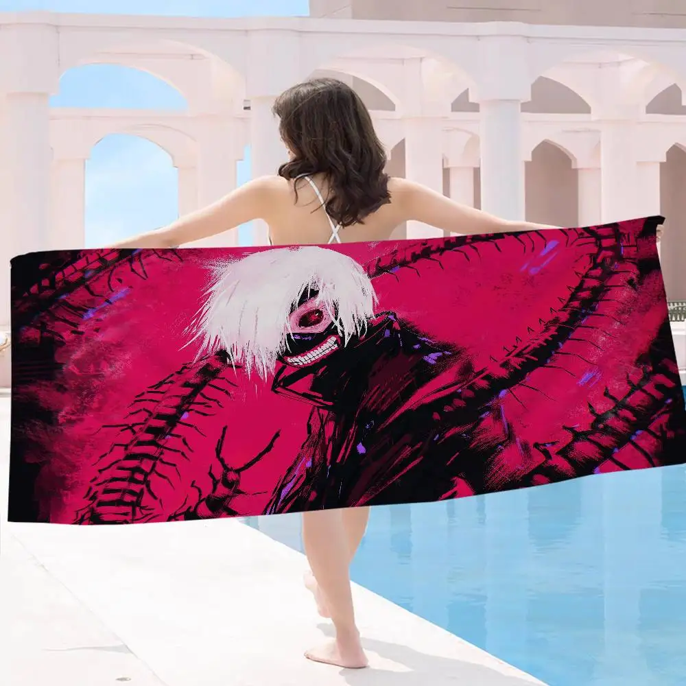 Japanese Anime T-Tokyo G-ghoul Microfiber Blanket Quick Drying Beach Towels Oversized Printing Absorbent Pool Towel Blanket