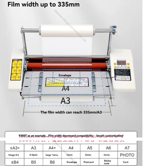 A3 Laminator Hot Pre-coating Speed Intelligent Cold Menu Paper Graphic File Electric Laminating Machine Small Numerical Control