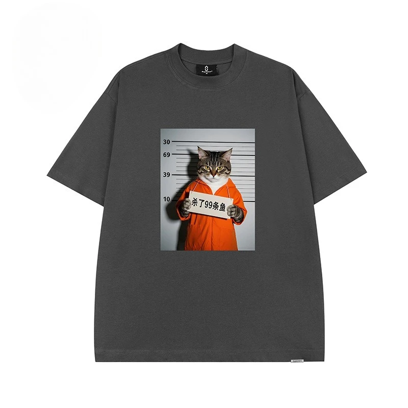 لطيف القط متعة الطباعة قصيرة الأكمام الرجال والنساء تي شيرت زوجين بلايز صيف جديد نصف كم الاتجاه شارع العليا تنوعا