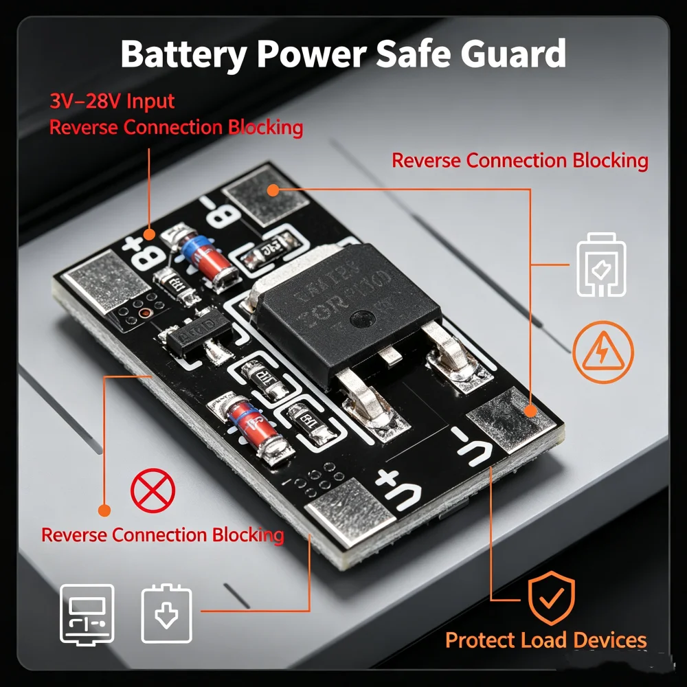 3v–28v Battery Capacitor Charging/power Supply Reverse Connection Protection Board With Casebattery Charging Protection Module