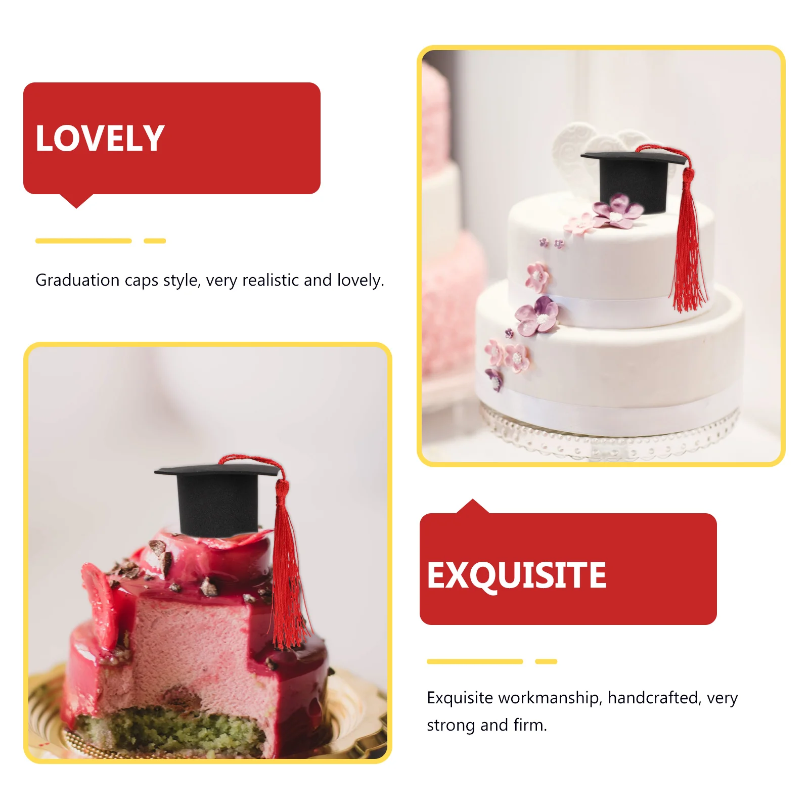 

10pcs Mini Doctoral Tam Cake Decor Graduation Party Theme Resin Craft Desktop Adornment Micro Landscape Ornament Photography