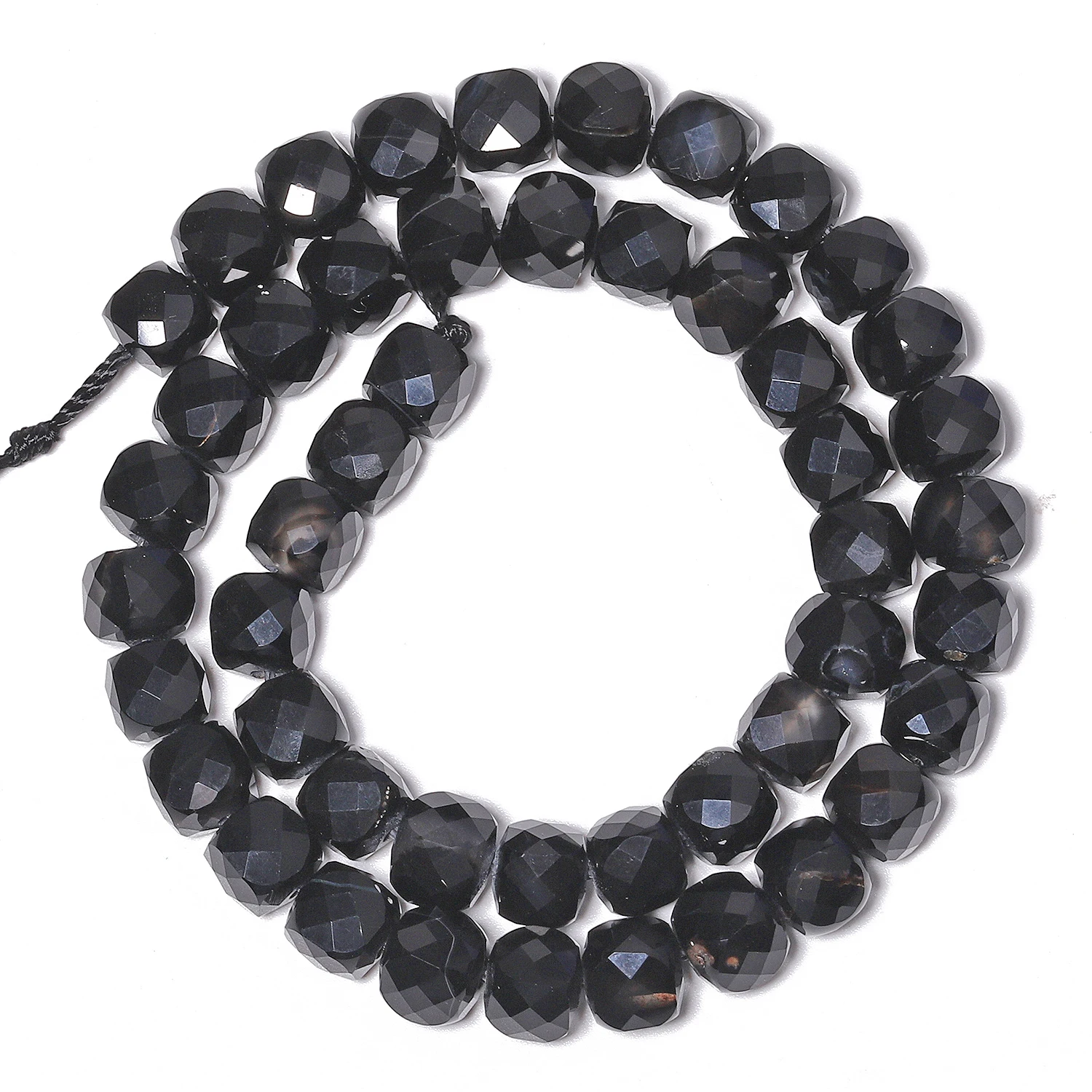 7-8mm Natural Black Stripe Agate Stone Beads Faceted Cube Shape Beads for Jewelry Making Diy Bracelet Beadings Accessories