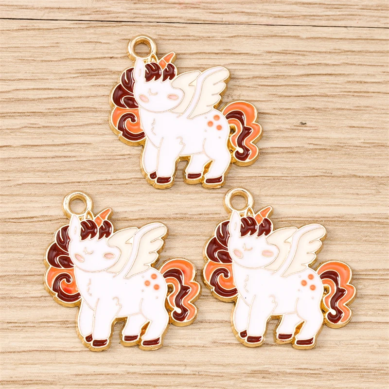 10 Stück Cartoon Tier Charms Emaille Pferd Charms für Schmuckherstellung Ohrringe Anhänger Halsketten Armbänder DIY Bastelzubehör – Detail 10