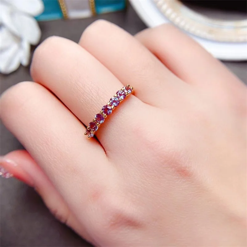 2022 Luxury Round Style Alexandrite Ring 3x3 Mm  Gem Change Color Solid 925 Silver Jewelry Good Gift
