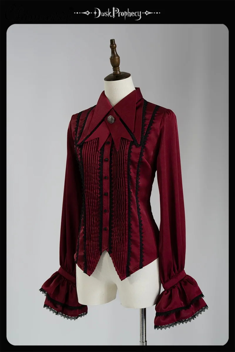 Gothic Dark Girl Lolita Shirt 2025 Spring and Autumn New Long-sleeved Slim-fit Inner Temperament Blouse Y2k Tops for Women