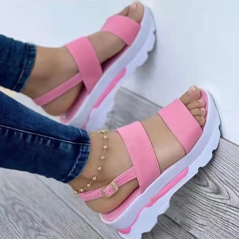 Sandalias de cuña ligeras para Mujer, zapatos de plataforma con tacones, calzado informal de verano