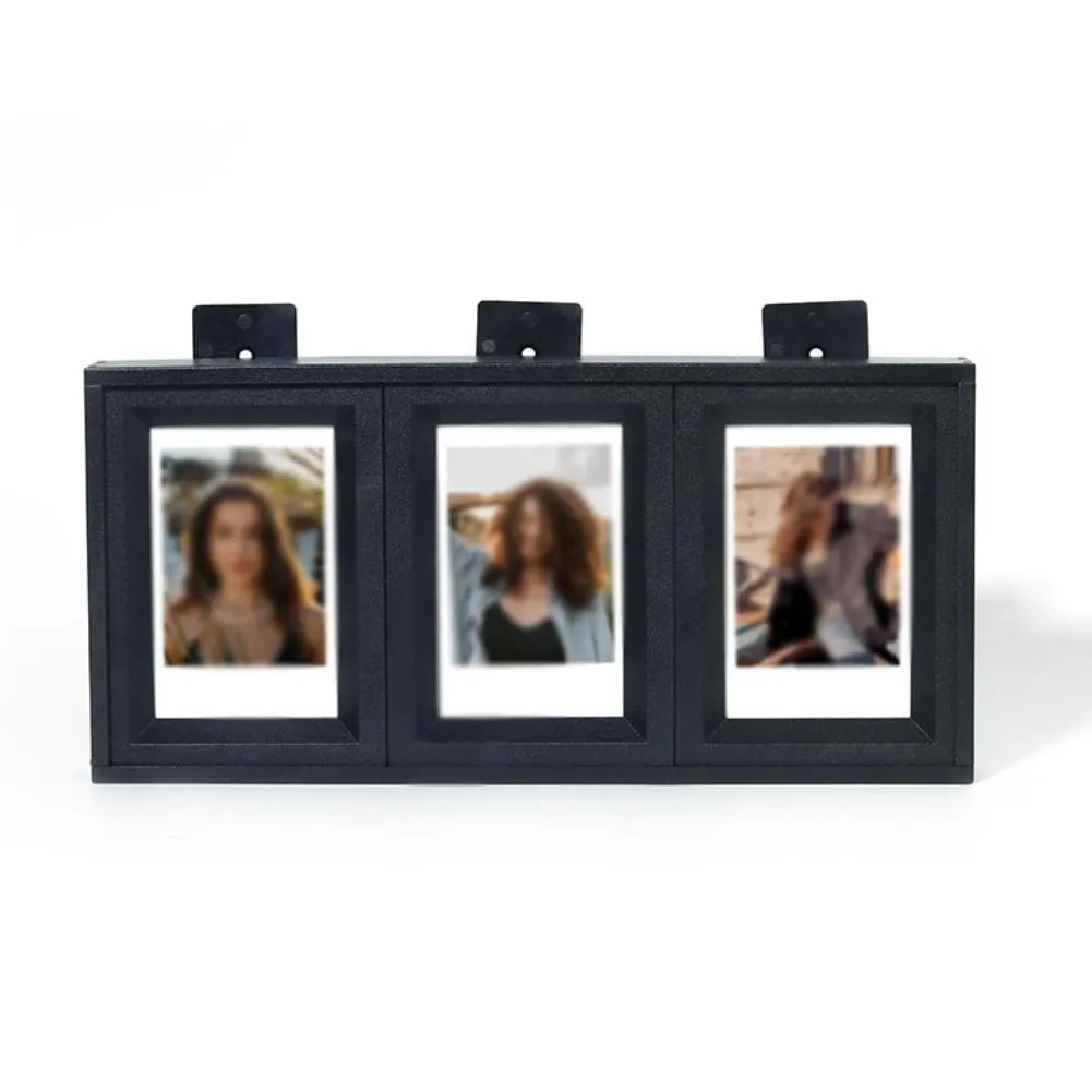 Three-Grid Design Black Retro Photo Frame Retro Minimalist Aesthetic Three-grid Layout Plastic Construction Wall Hanging