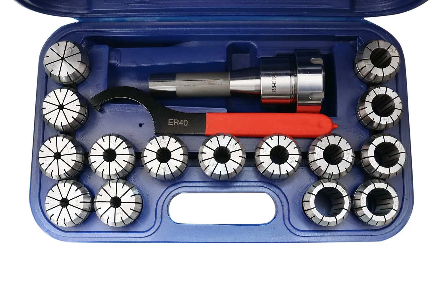 Juego de pinzas 15Psc Er40 Plus, 1 unidad, soporte de vástago R8 Bridgeport y Caja de Regalos de llave, herramientas manuales, dispositivos de sujeción de trabajo para mejorar el hogar
