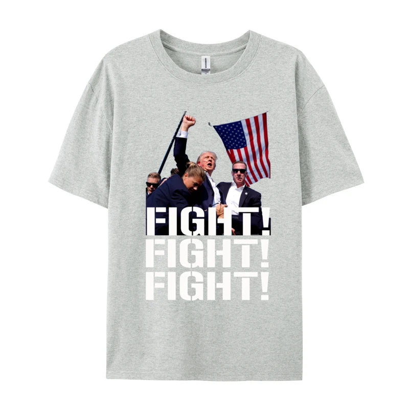 Fight Trump Support Trump 2024 T-shirt American Flag T-shirt Trump Shot Fist Pump T-shirt Pure Cotton Cool Tees