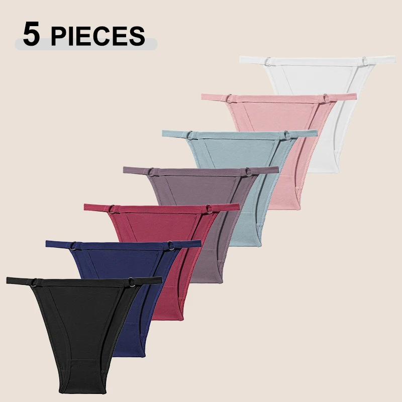 6PCS frauen Nahtlose Baumwolle Stoff Bikini Höschen Sexy Low Rise Anpassen-strap Atmungsaktive Brasilianische Hosen Weibliche Weiche unterwäsche